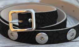 Babouche Baboos lederen Broek riem Snake Black - small - 110cm Babouche Baboos lederen Broek riem Snake Black - small - 110cm
