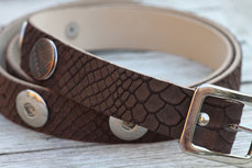 Babouche Baboos lederen Broek riem Snake Brown - small - 85cm Babouche Baboos lederen Broek riem Snake Brown - small - 85cm