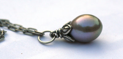 Weekend aanbieding:  90cm Fantasie Collier Silver Grey Pearl GR09