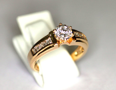 Gold Plated Zilveren Ring Solitair met CZ 55611