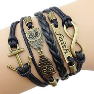 Infinity Owl Faith Copper Black Armbandje