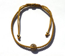 Goud zijde armbandje Shambala 1 ball Zilver 925 Gold plated