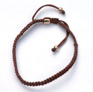 Brown zijde armbandje Natrual met rosegold plated 