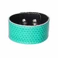 Leren Armband Snake Groen 3cm breed