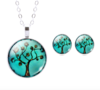 Levensboom Set: Pendant & Oorstekers Turquoise