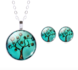 Levensboom Set: Pendant & Oorstekers Turquoise_